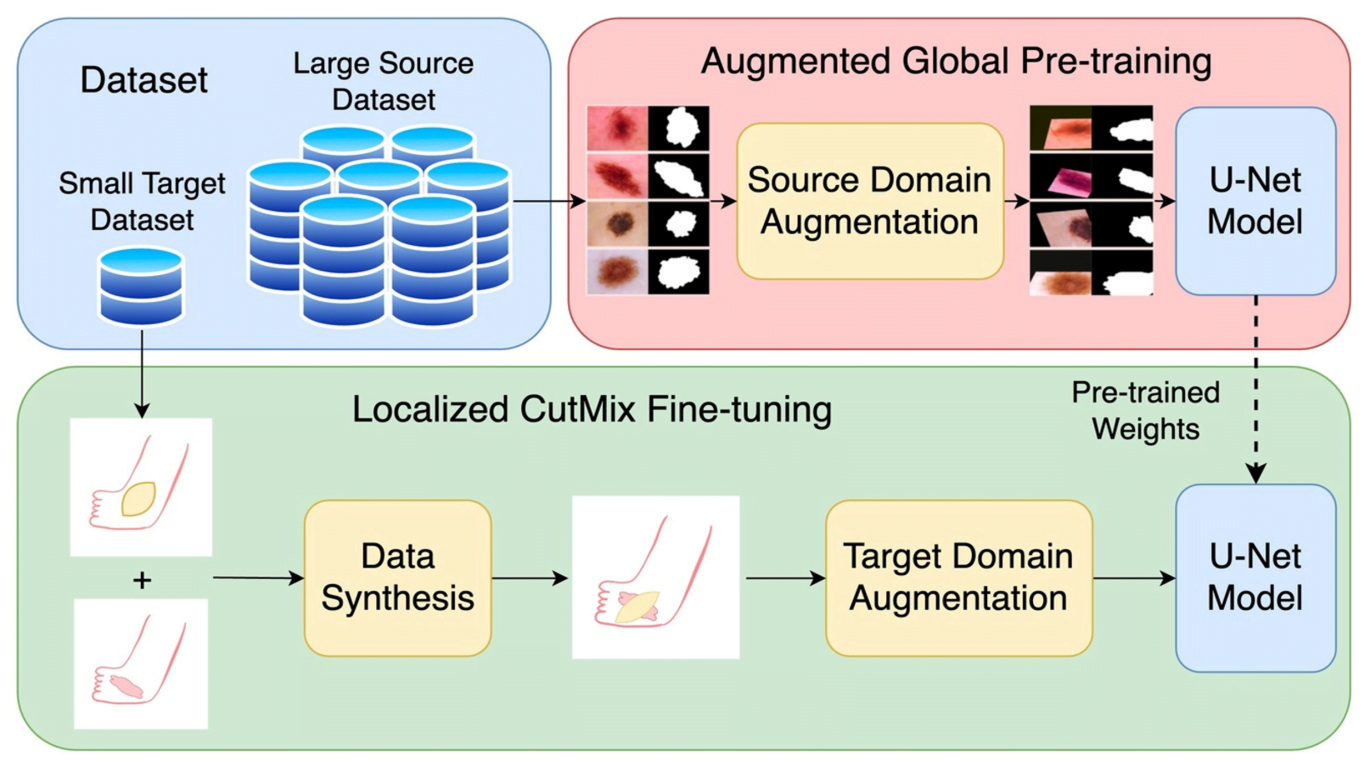 Improving Limited Supervised Foot Ulcer Segmentation Using Cross-Domain Augmentation